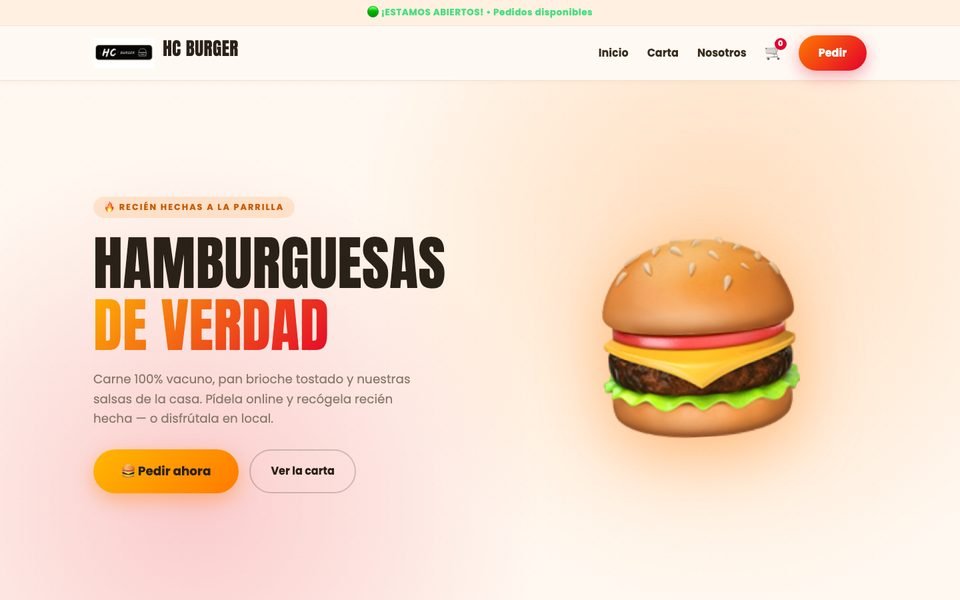 Web de pedidos de HC Burger