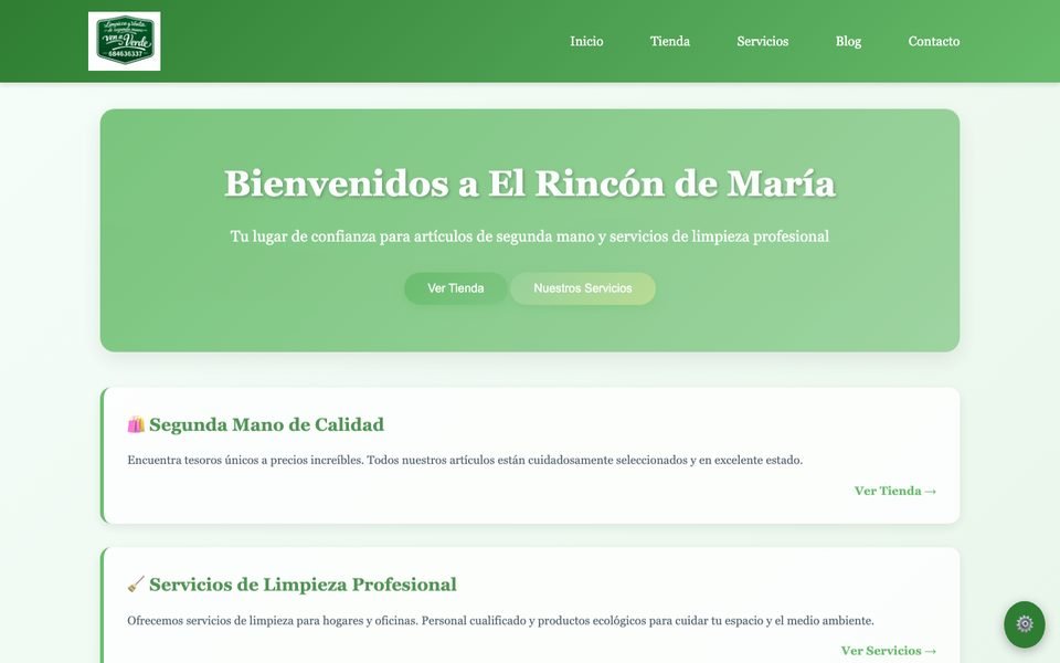 Web de El Rincón de María